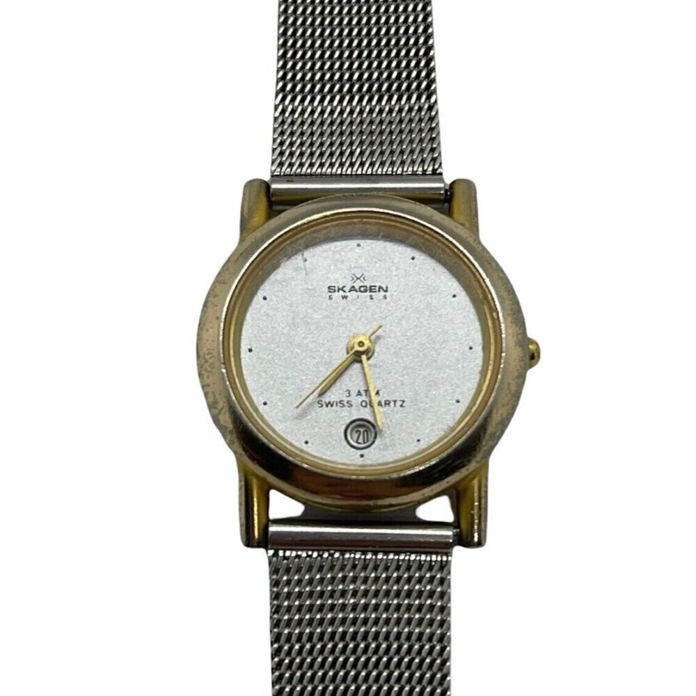 Skagen Women's Watch Gold Case w/ Stainless Steel Mesh Band Date Indicator